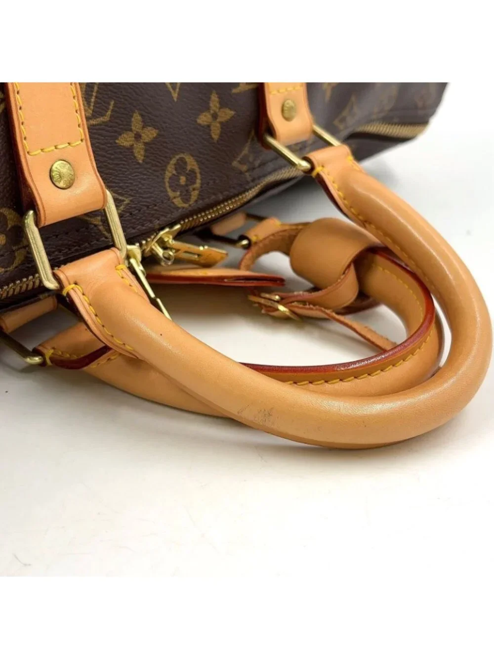 Louis Vuitton Keepall 45 Monogram Leather Brown Light Boston Bag Gold